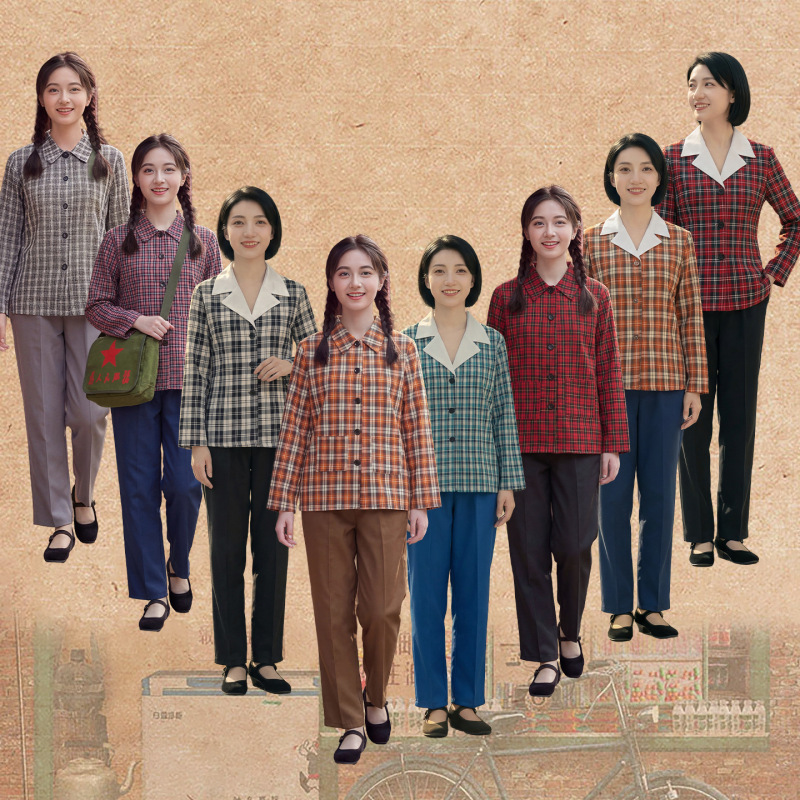 Retro 70S Style Plaid Shirt Women's Set, Nostalgic Temperament, Versatile Top with a Turn-Down Collar, Available in Multiple Colors, Women's Clothing Retro 70S Style Plaid Shirt Women's Set, Nostalgic Temperament, Versatile Top with a Turn-Down Collar, Available in Multiple Colors, Women's Clothing