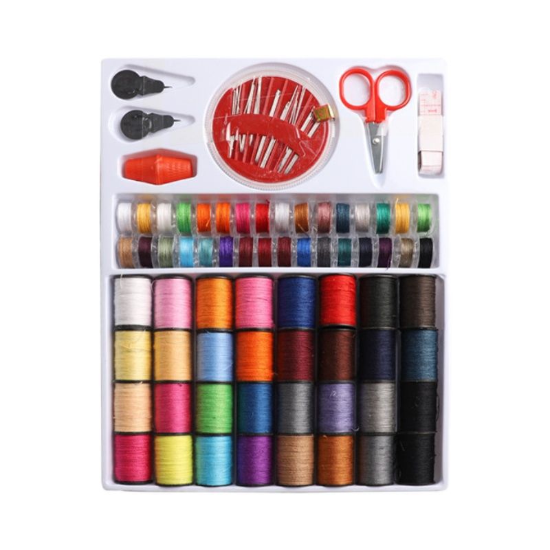 64手工缝纫机缝纫线缝衣服针线包彩色针线盒家用小卷多色套装