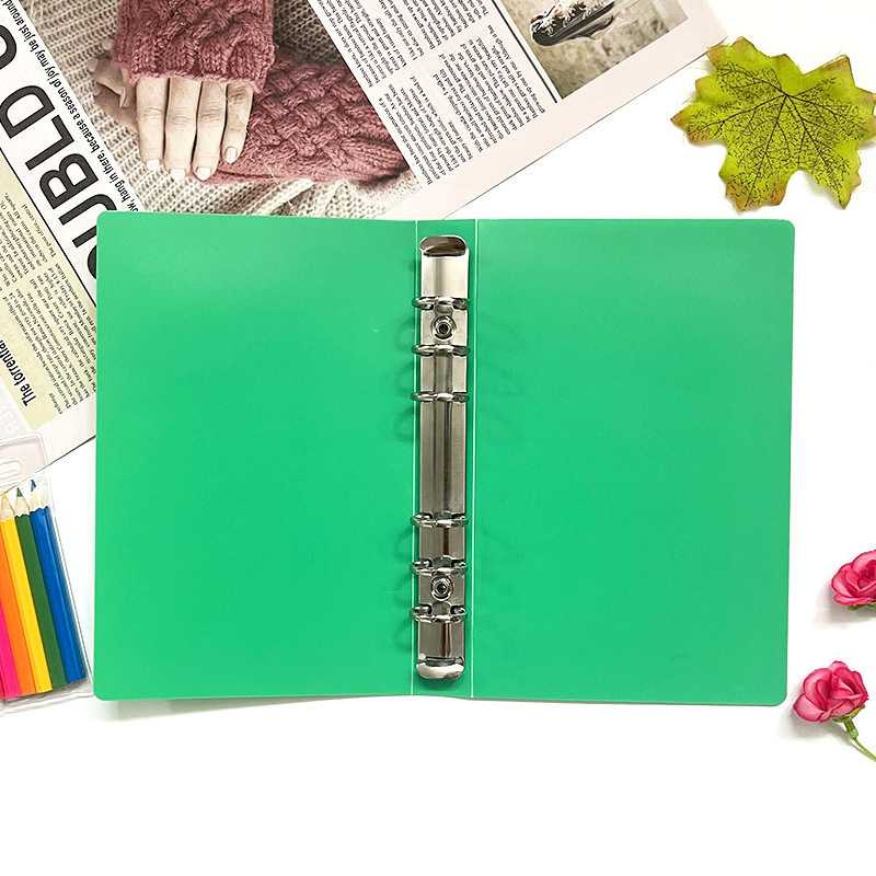 Pp Foam Binder A6 Green Printed Logo Loose-Leaf Notebook Metal Clip Loose-Leaf Notebook Shell Cover Customization Pp Foam Binder A6 Green Printed Logo Loose-Leaf Notebook Metal Clip Loose-Leaf Notebook Shell Cover Customization