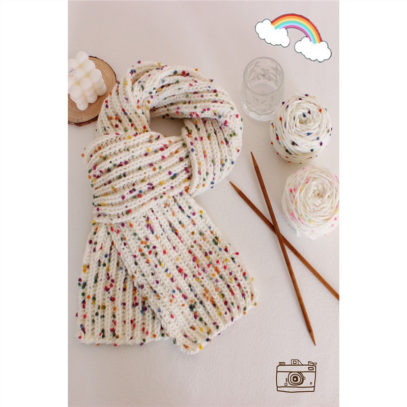 渐变毛线彩虹糖围巾手工编织diy材料包送男女友礼物手混粗毛线团