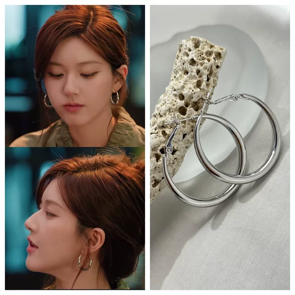 Silver Thick Hoop Earrings for Women, Simple and Versatile, Popular Style, Light Luxury, Elegant and High-End Feel, Versatile Earrings