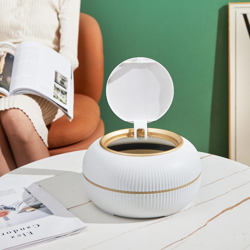 Basero de escritorio tamaño pequeño hogar mini luz lujo sala de estar Oficina escritorio creativo almacenamiento cubo prensa cubierta elástica tipo