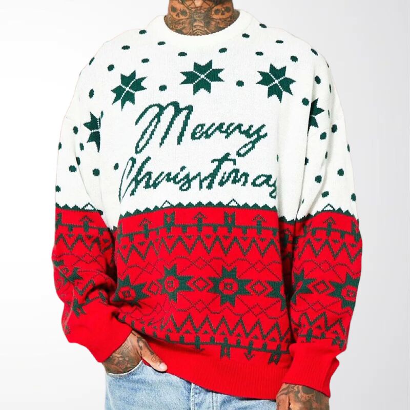 Foreign Trade Cross-Border Men's Clothing European and American Retro Christmas Long-Sleeved Sweater Round Neck Pullover Holiday Party Knitwear Sy0063