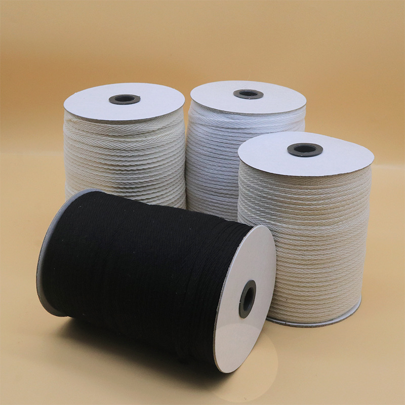 Cinta de espiga de algodón y poliéster blanco puro del fabricante para el cuello trasero de prendas, cinta de algodón para embalaje con ribete de espiga de algodón simple y doble.