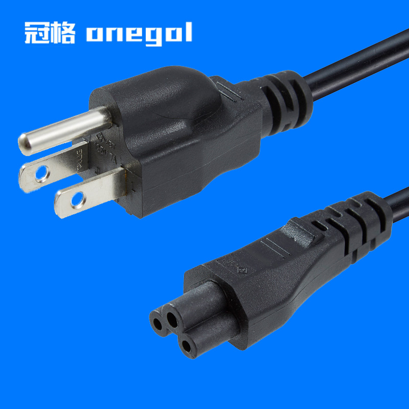 美规AC电源线插头美式三插品字尾18AWG美规电源线C5梅花尾