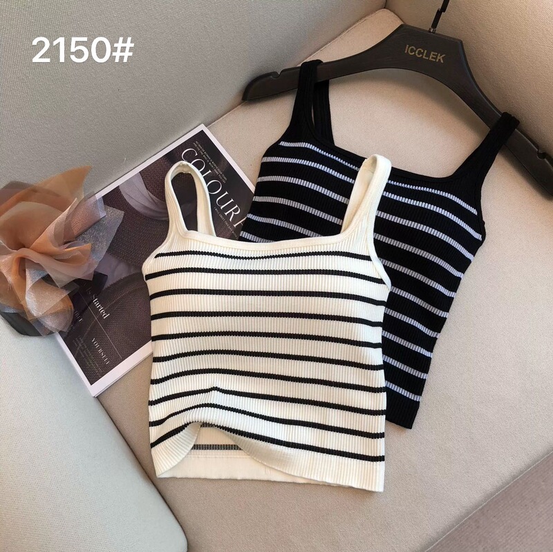 Striped Camisole Women's Vest Inner Wear Summer 2025 New Outer Wear Design Niche Sexy Short Collarbone Top Striped Camisole Women's Vest Inner Wear Summer 2025 New Outer Wear Design Niche Sexy Short Collarbone Top