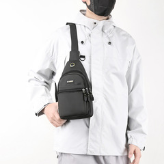 胸包男2024新款尼龍包包男士百搭輕便斜挎包韓版大學生休閒單肩包