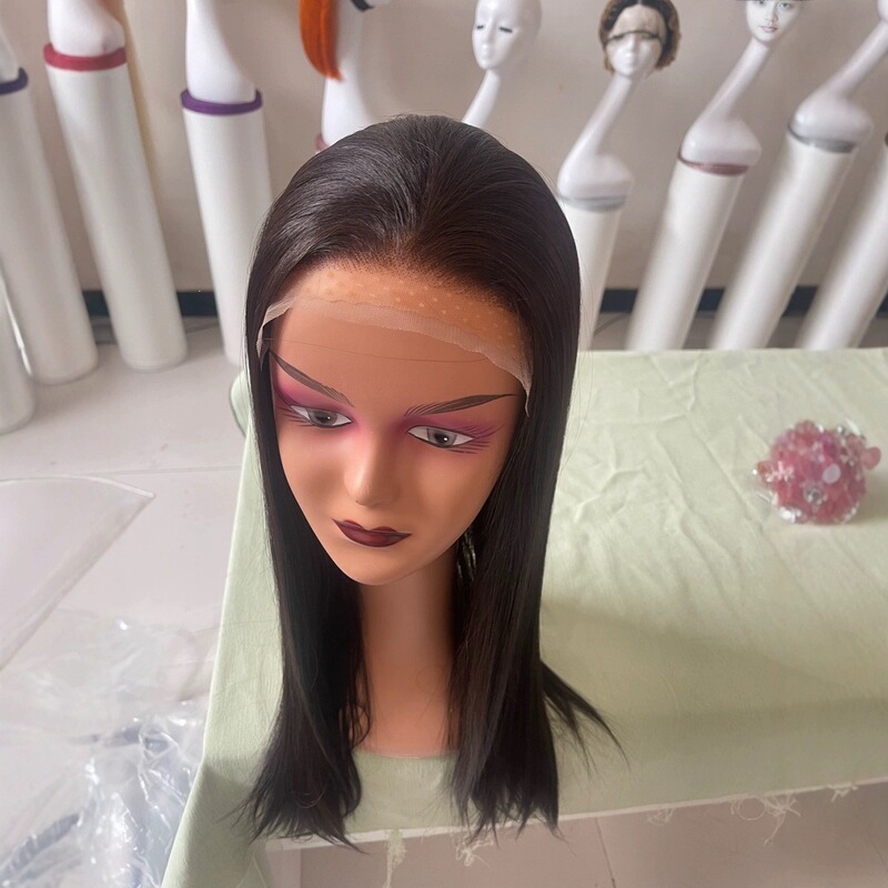 In-stock T-part side-parted shoulder-length wig 613 front lace full wig BOB bob wig