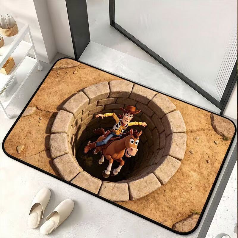 Transfronterizo 3D visual tarjeta de esterilla antideslizante esterilla de baño ventilada esterilla de suelo de inodoro de absorción de agua puerta de entrada esterilla de suelo de barro de algas image 16