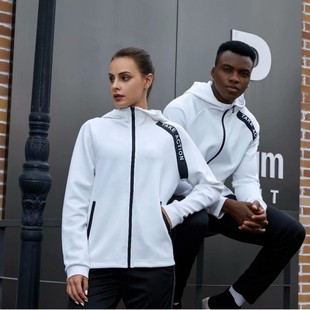 2021 autumn and winter New sports jacket men's and women's DIY printing stand collar double bag zipper hooded loose casual sweater