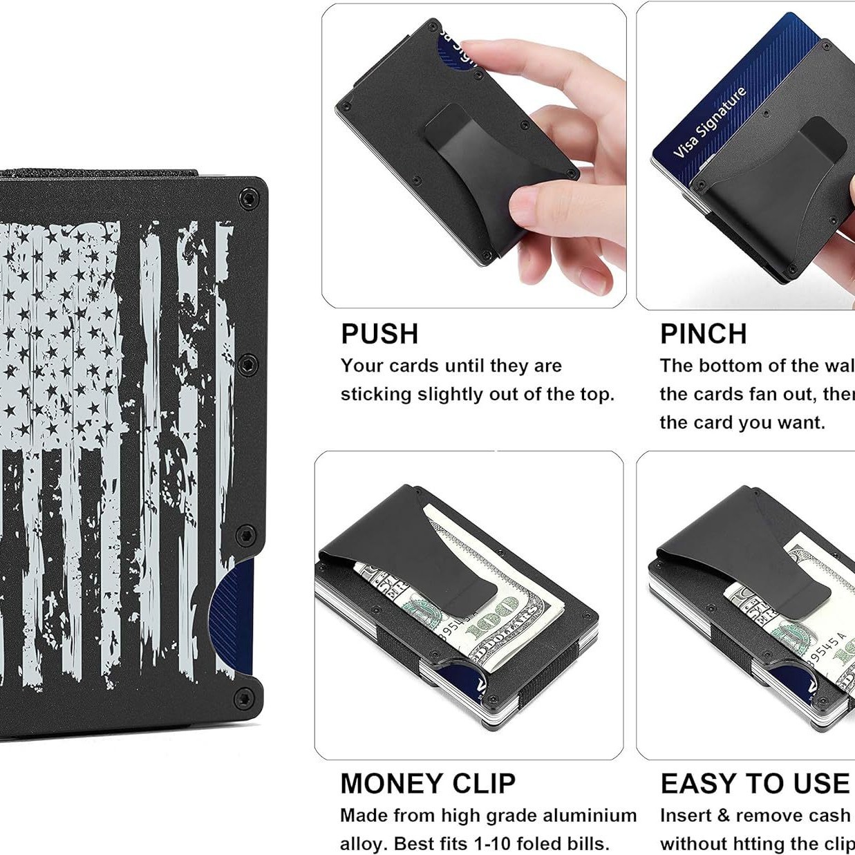 Suministro Directo de fábrica de aleación de aluminio caja de tarjeta de crédito de fibra de carbono RFID Bloqueo de gran capacidad cartera de crédito Titular