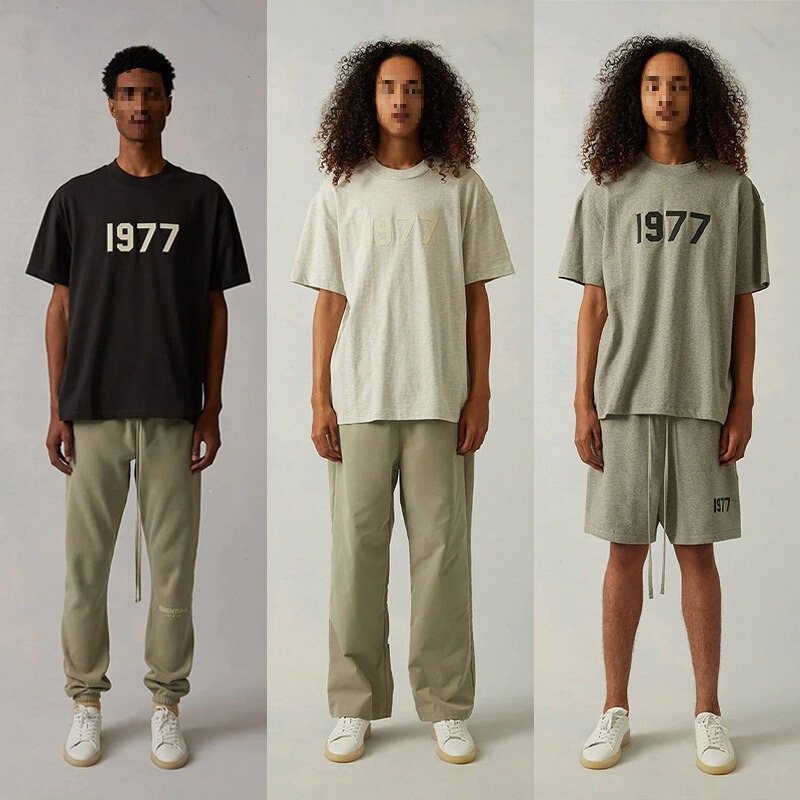 Cross-Border 2022Ss Short-Sleeved T-Shirt 1977 Flocking Print Essentials Trendy Brand T-Shirt Cross-Border Hot Sale Iron Gray Cross-Border 2022Ss Short-Sleeved T-Shirt 1977 Flocking Print Essentials Trendy Brand T-Shirt Cross-Border Hot Sale Iron Gray