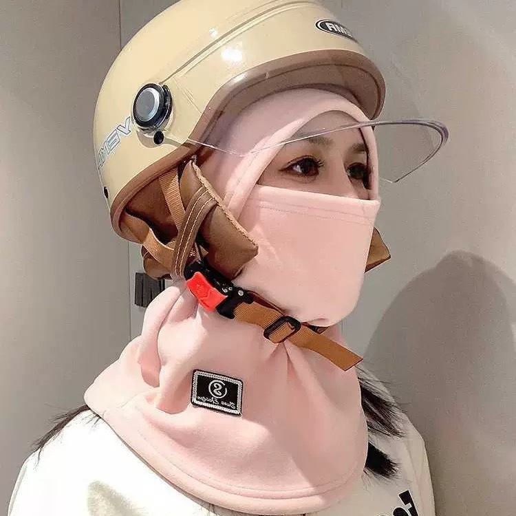 秋冬季新款防寒脖套加绒骑行帽男保暖户外出行纯色一体套头帽子女|undefined