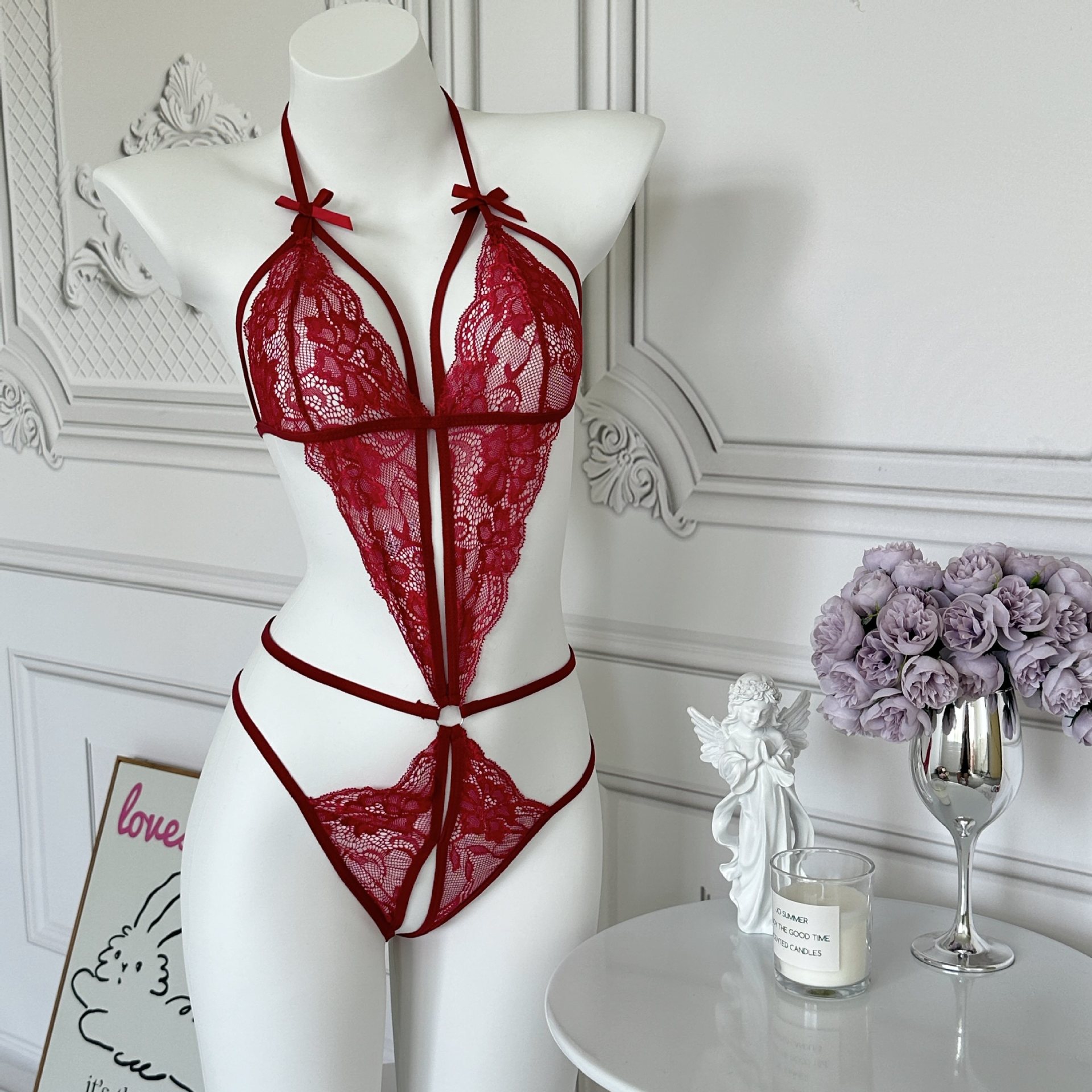 섹시한 속옷 작은 가슴 섹시한 점프 수트 유혹 침대 욕망 파자마 여성의 열정 세트 새로운 스타일