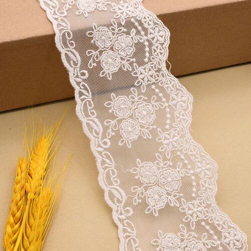 Lolita classic mesh embroidery lace edge white beige sleeveless dress hem evening wear accessories 8cm wide