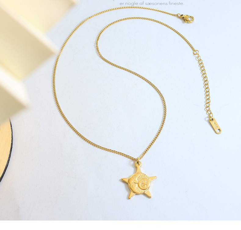 Fashion Pentagram Sun Moon Titanium Steel Plating Pendant Necklace Colorza_colorza_4