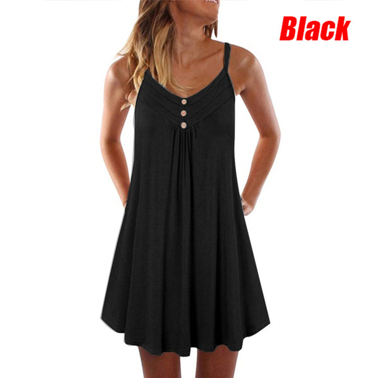 2021 Summer New dress Amazon Hot Dress European and American Women's Buttons Sling dress