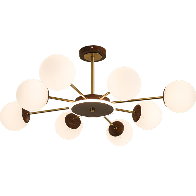 Lámpara principal de la sala de estar francesa antiguo estilo retro luces de comedor de madera de nuez estilo japonés L335