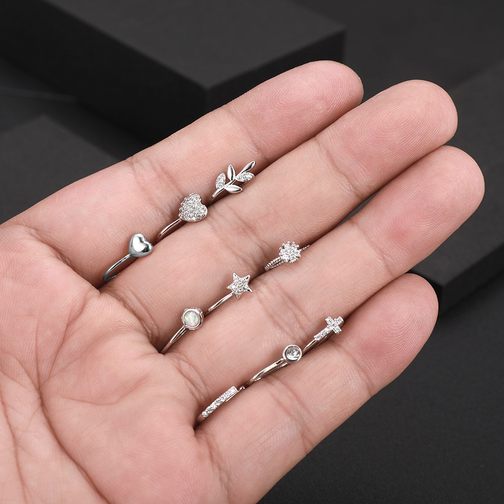 Fashion Simple Style Geometric Copper Plating Zircon Nose Ring Nose studs