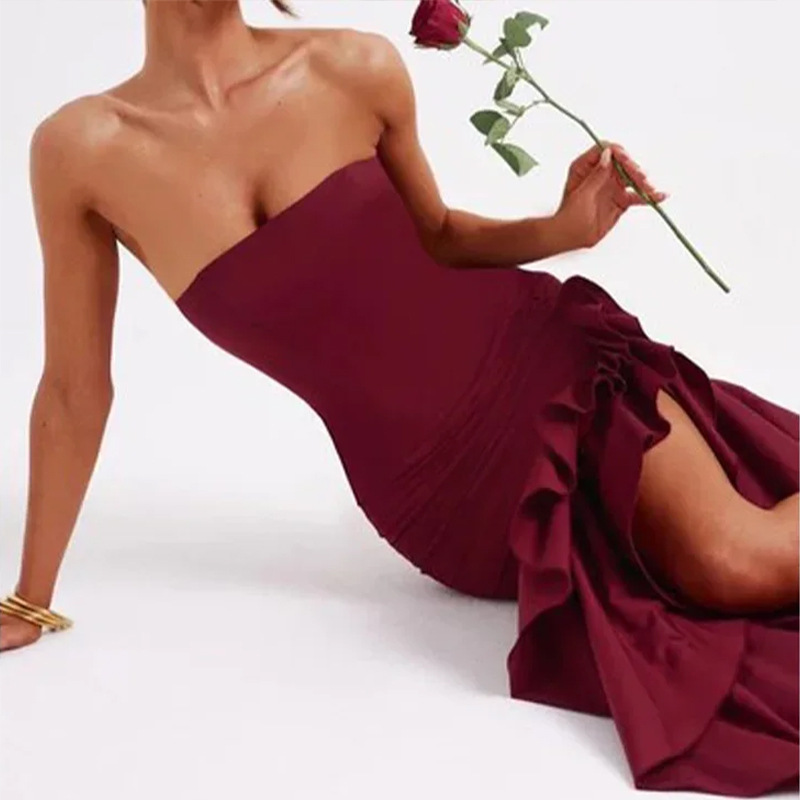 Wholesale Women's Elegant Sexy Backless Solid Color Cocktail Party Strapless Sleeveless Party Dress display picture 3