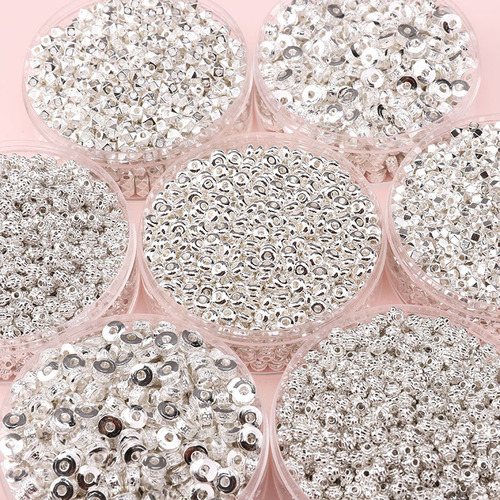25 alloy silver scattered beads series wheel beads square beads separator beads handmade DIY accessories semi-finished bracelet materials