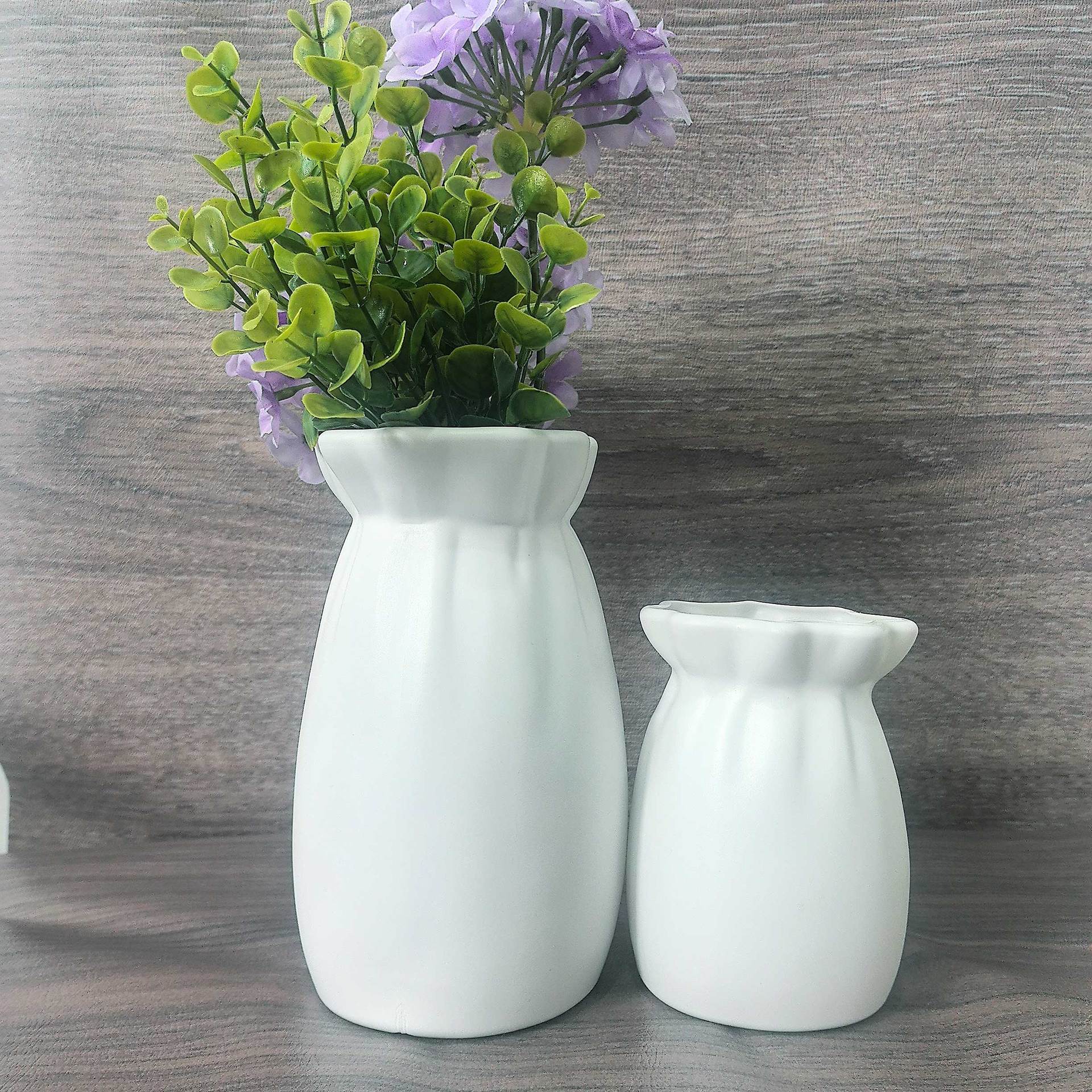 Solid Color Simple Modern Plastic Light Luxury Imitation Ceramic Home Small Vase Flower Vase Flower Vase Decorations Ornaments