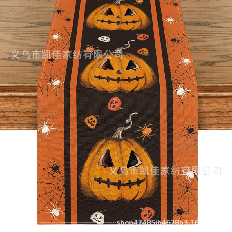 新型国境を越えたハロウィーンテーブル旗カボチャテーブル旗テーブル装飾亜麻材質メーカー直販|undefined