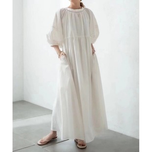 Cross-border source in stock Japanese ultra-long loose lantern sleeve two-sided dress