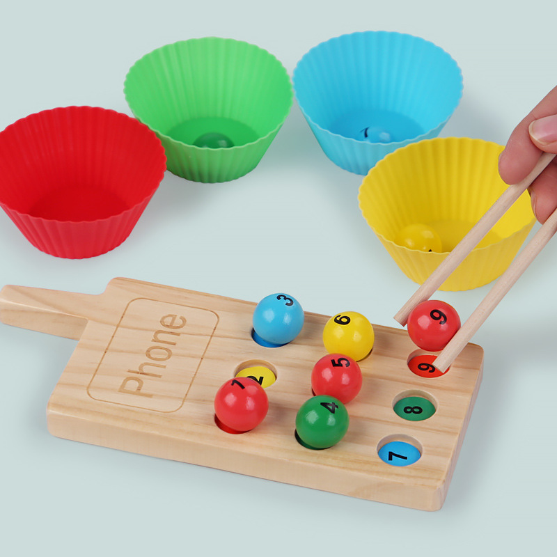 Acertijo transfronterizo infantil ayuda de enseñanza temprana pegatinas de teléfono móvil perlas de color digital emparejado palillos cuchara clips
