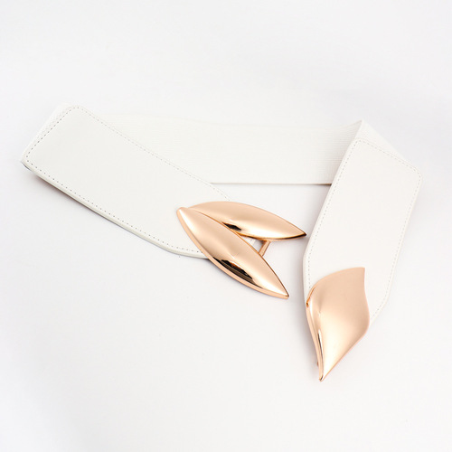 Belt for women with wide exaggerated large leaves elastic band punk style high elastic coat belt high-end European and American cross-border