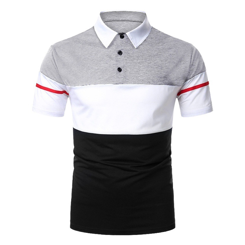 Camisa de polo de los hombres europeos y americanos del verano 2023, camisa de Polo de manga corta de la costura de la moda