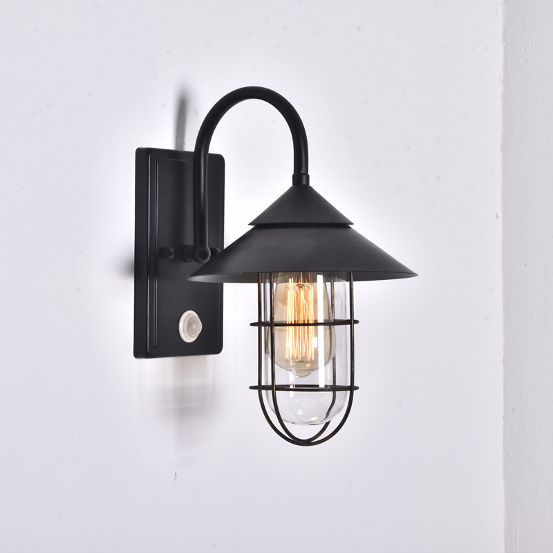 Lámpara de pared de inducción de cuerpo humano americano retro balcón pasillo al aire libre lámpara de pared lámpara de inducción iluminación al aire libre lámparas de interior