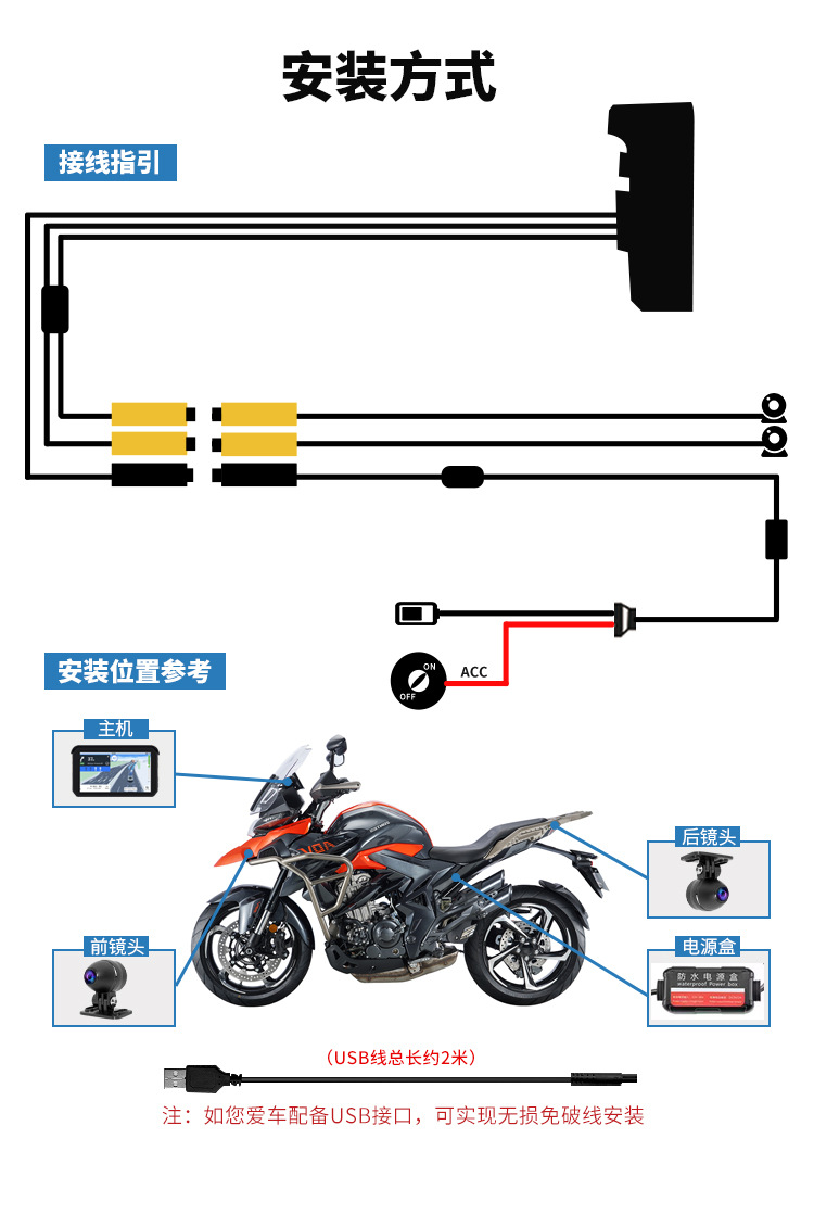 Cross-border motorcycle riding car wireless carplay5 inch portable waterproof GPS driving recorder