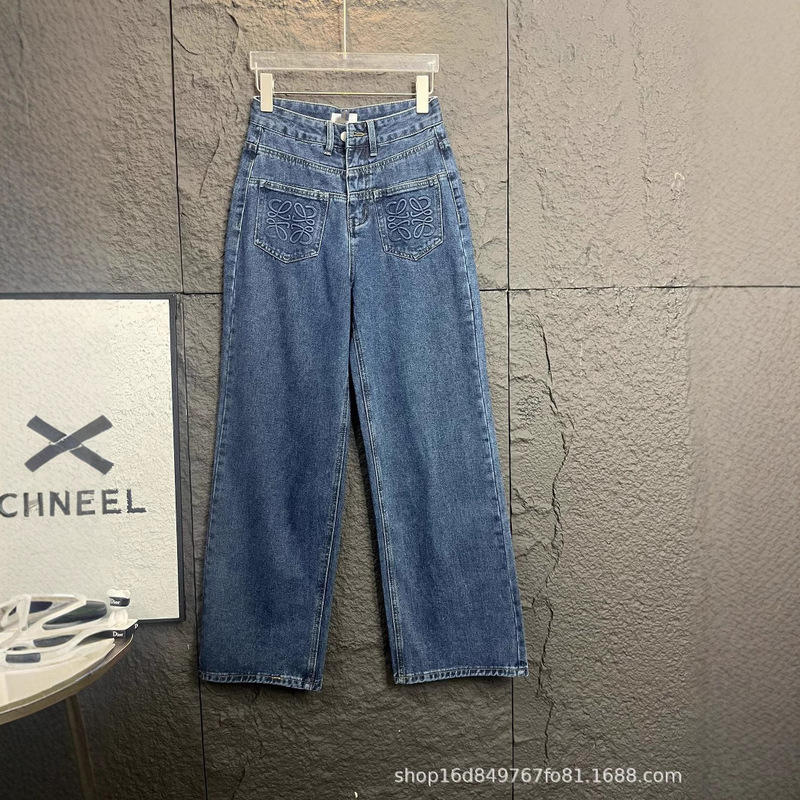 24秋冬新作大衆デザインレトロクラシックポケットエンボスアルファベットジーンズ|undefined