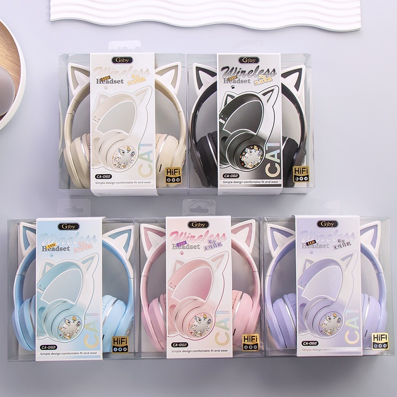 Guanjia's New Luminous Cat Ear Head-Mounted Multi-Functional Memory Card Bluetooth Headset Ca-062