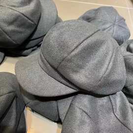 新款日系八角帽女士海军报童帽韩版秋冬鸭舌帽复古羊毛格子潮帽子