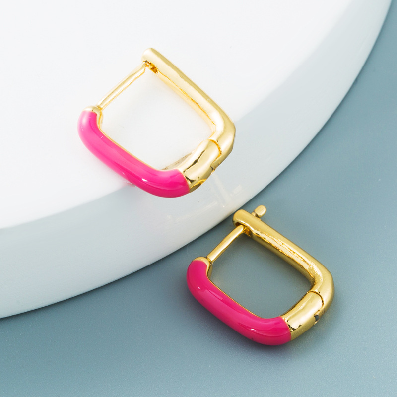 Nihaojewelry wholesale jewelry simple geometric colorful copper dripping earringspicture11