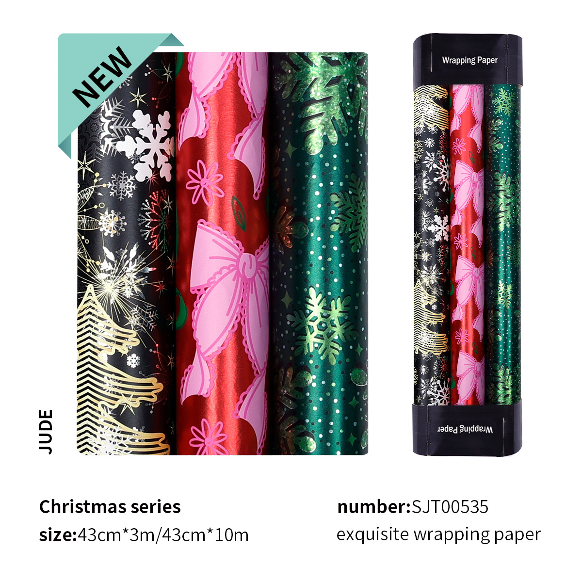 Transfronterizos para Amazon nuevo papel de aluminio de gran tamaño de papel de embalaje de regalo de cartas de copo de nieve de Navidad