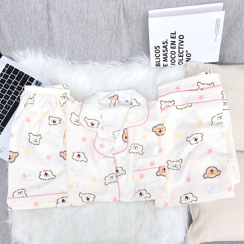 Pajamas for Women Spring and Summer Cloud Cotton Short-Sleeved Shorts and Long Pants for Girls Cute Ins Sweet Casual Home Wear Wholesale Pajamas for Women Spring and Summer Cloud Cotton Short-Sleeved Shorts and Long Pants for Girls Cute Ins Sweet Casual Home Wear Wholesale
