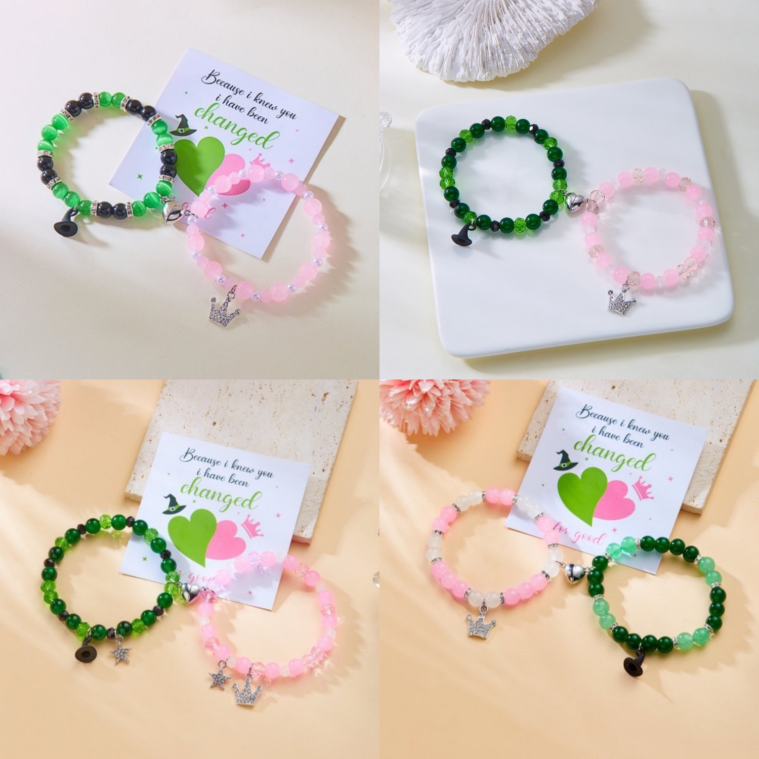 新款跨境wicked手链手工串珠创意百搭女巫帽与公主魔法棒手链批发