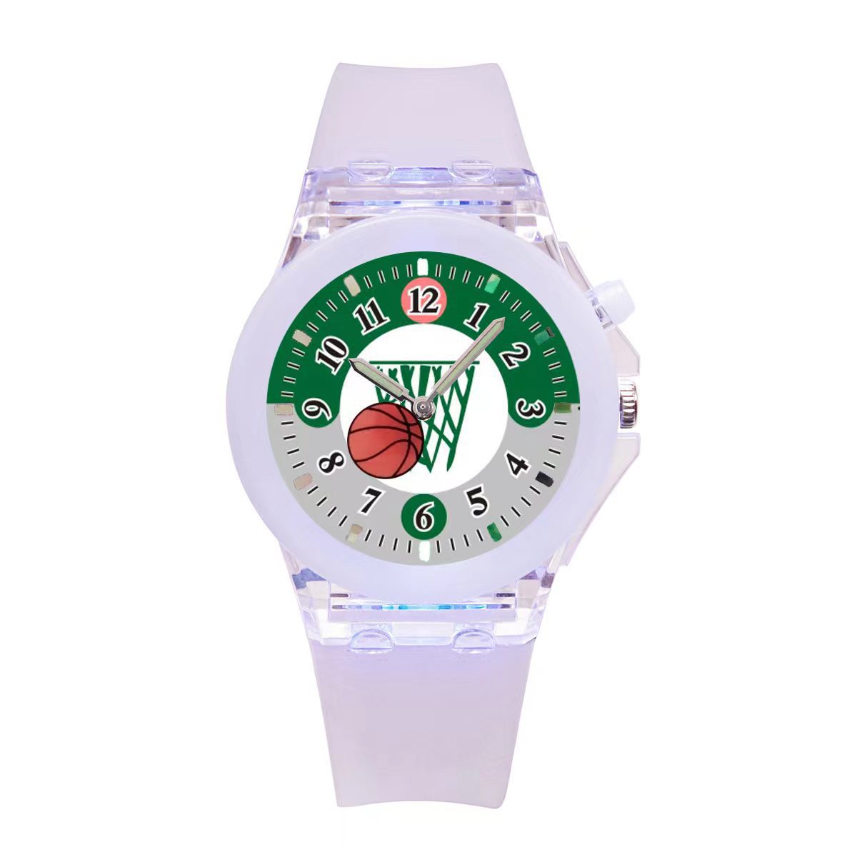 Estudiante de escuela primaria y secundaria reloj nuevo luminoso de dibujos animados de fútbol giratorio de silicona tendencia de moda infantil ins estilo unicornio