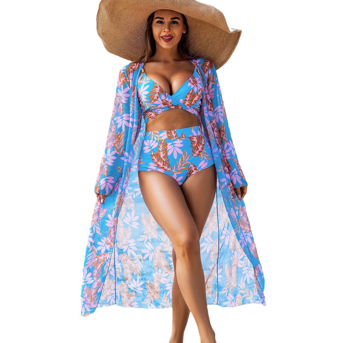 Nueva moda europea y americana de alta gama sexy trajes de baño de mujer tres piezas bikini bikini trajes de baño de mujer