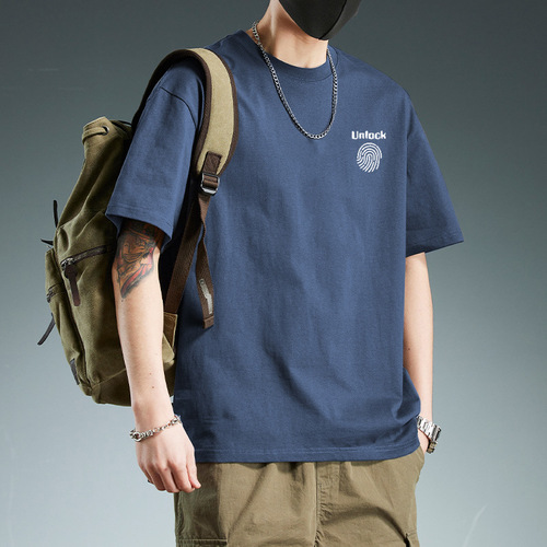 White Men's T-Shirt Short Sleeve 2024 New Summer Hong Kong Style Trendy Couple's Top Loose Top