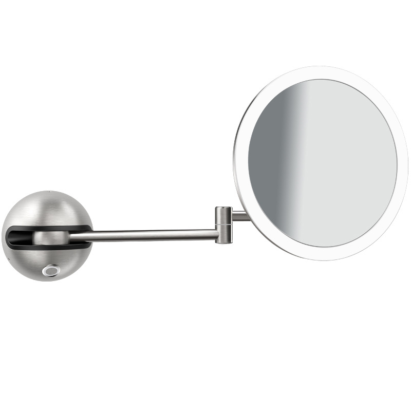 [personalizado] 9.5 pulgadas espejo de baño de inodoro iluminación maquillaje led espejo de maquillaje con lámpara de pared plegable telescópico