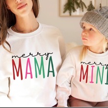 来图定圣诞新款潮亲子装冬季代发一家四口婴儿母子母女洋气上卫