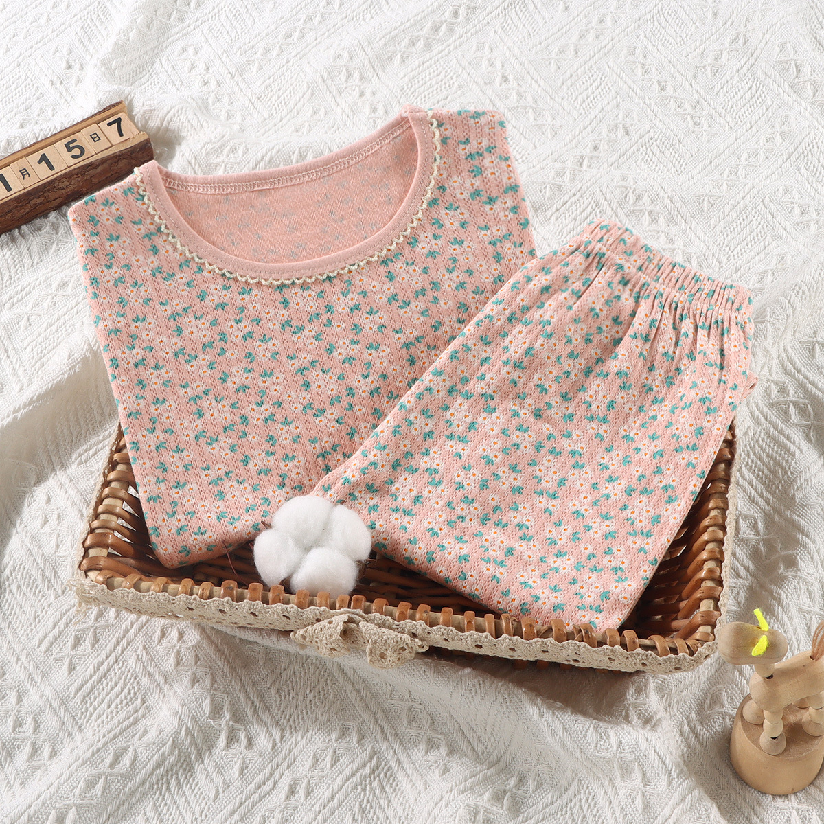 Conjunto de ropa interior de algodón puro para niños, pijamas de manga larga, ropa y pantalones de otoño, tela cepillada cálida y gruesa para invierno para niños y niñas, ropa para niños medianos y grandes.