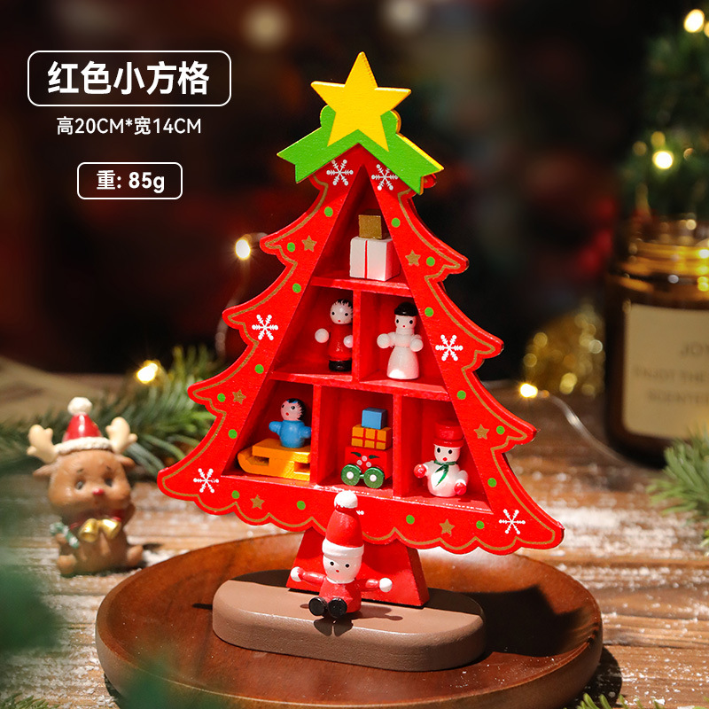 Regalo de árbol de Navidad de madera de escritorio pequeño árbol de Navidad decoración de vacaciones de madera decoración regalo de madera
