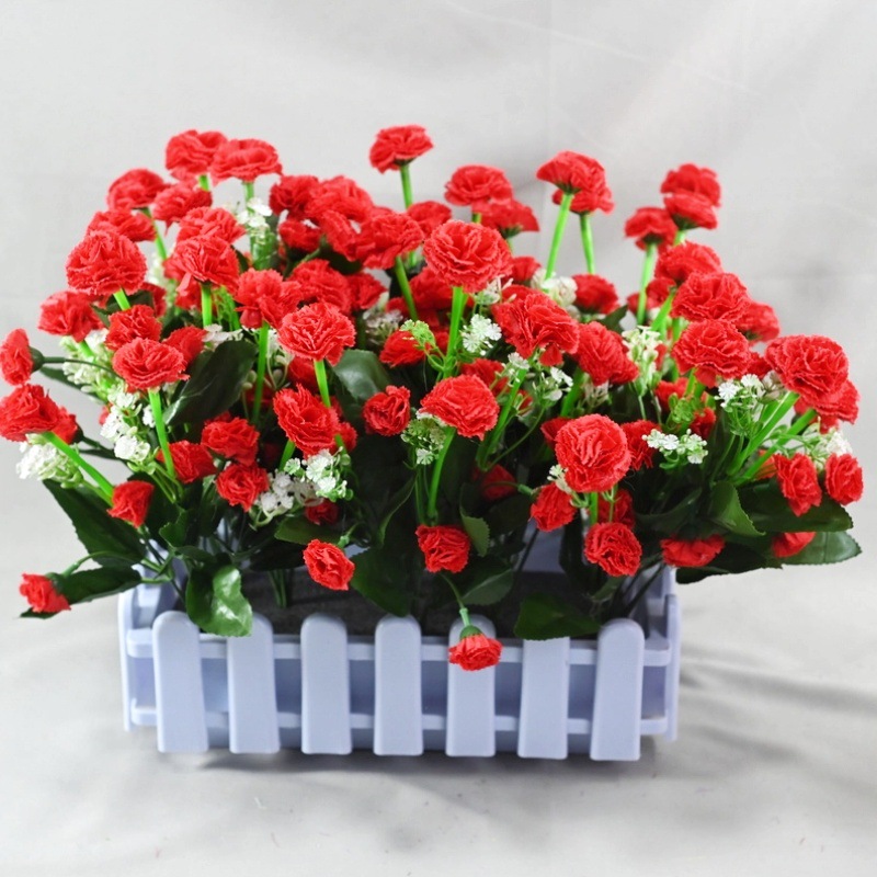 Pantalla de simulación de clavel bonsai flor de seda conjunto de flores falsas sala de estar decoración del hogar flores falsas