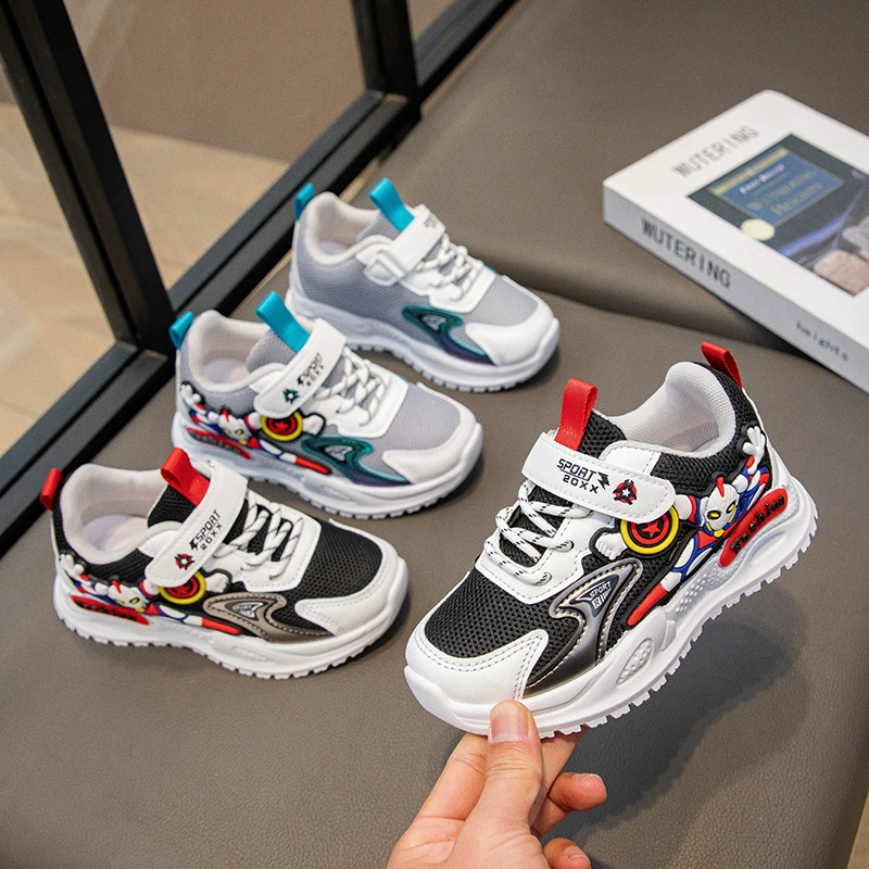 Детские спортивные кроссовки для мальчиков весна-осень 2025, толстая сетка, для старших детей, дышащие, универсальные, модные, как у папы.