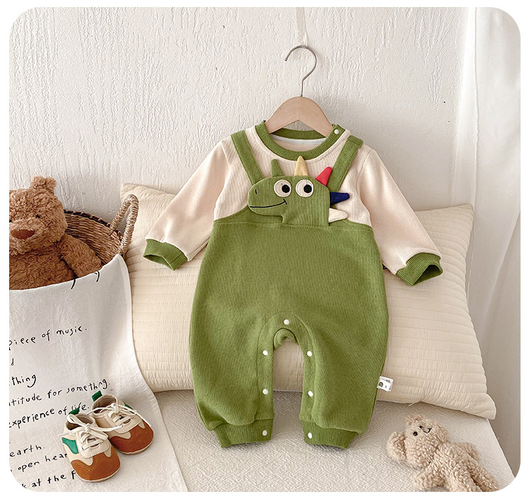 Ensemble barboteuse bébé motif dinosaure deux pièces_voghion.com